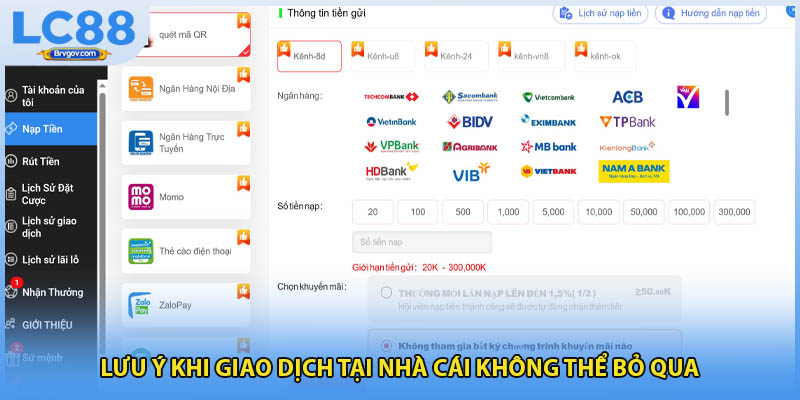 Lưu ý khi giao dịch tại nhà cái không thể bỏ qua